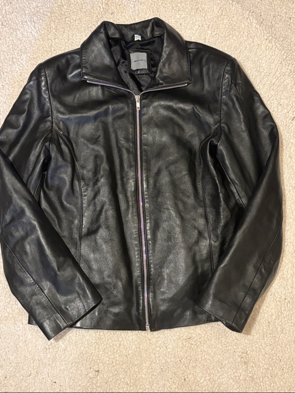Montego Vintage Leather Biker Motorcycle Jacket Black